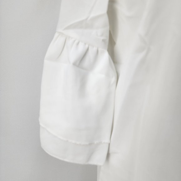 New Chalier Womens Medium White Ruffle Sleeve Shift Dress V-Neck Chiffon Poly - Picture 11 of 15